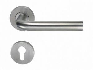 Ручка из нержавеющей стали 038 с накладкой на цилиндр прямая