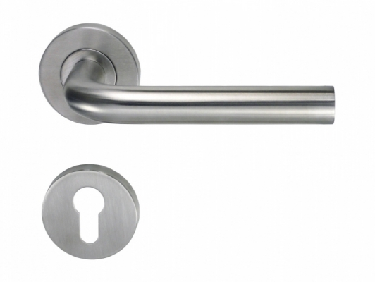 Ручка из нержавеющей стали 038 с накладкой на цилиндр прямая