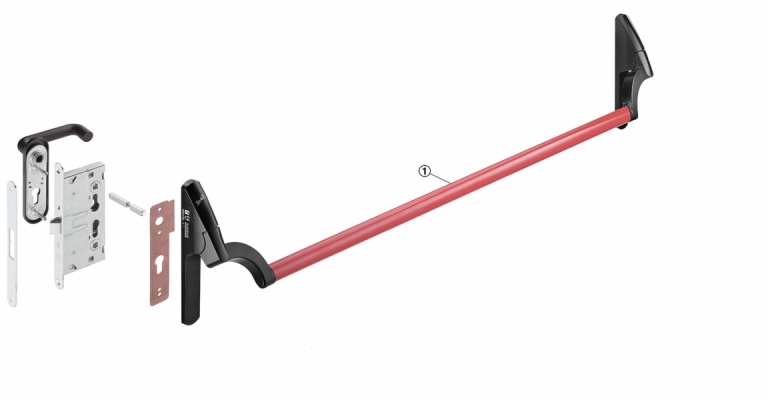 Система анти-паника в комплекте с противопожарным замком и штангой